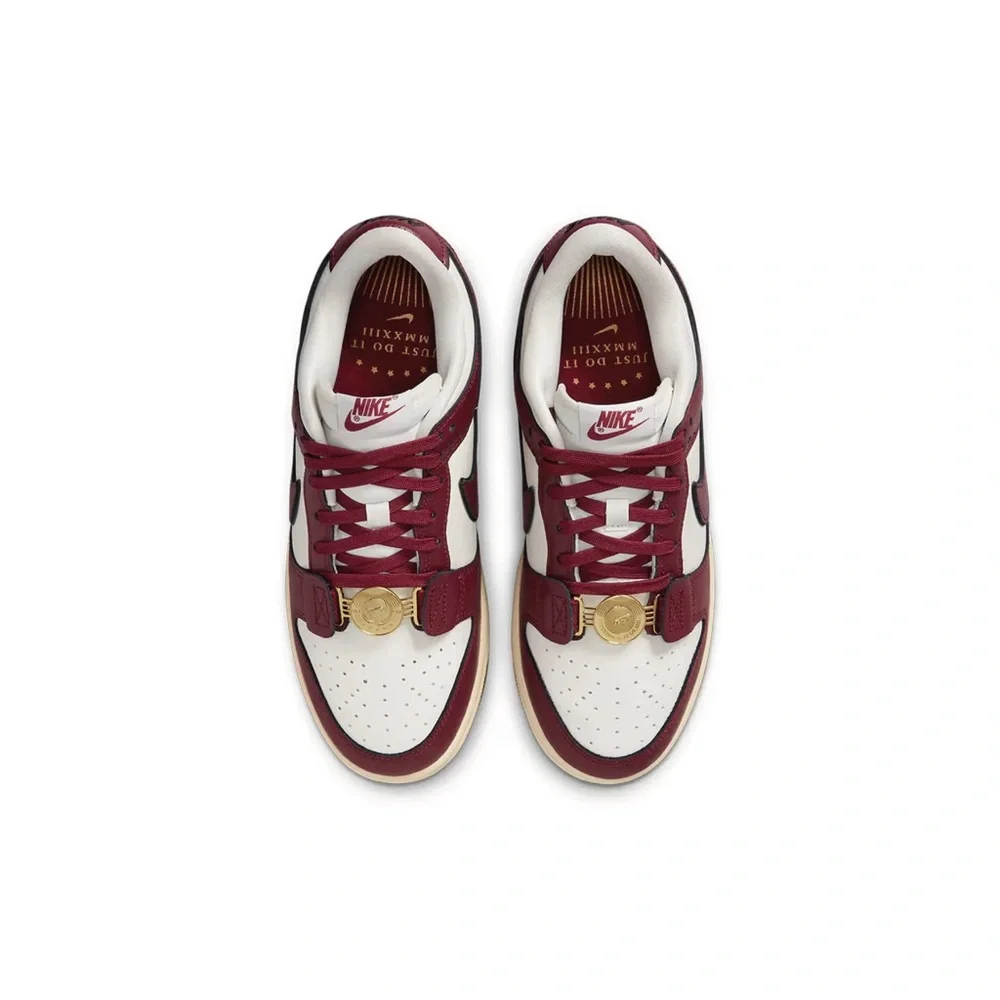 Nike Women's Sneakers in White and Burgundy with Gold Accents